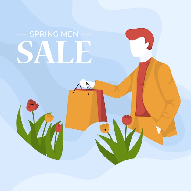 Spring sale for men colorful illustration