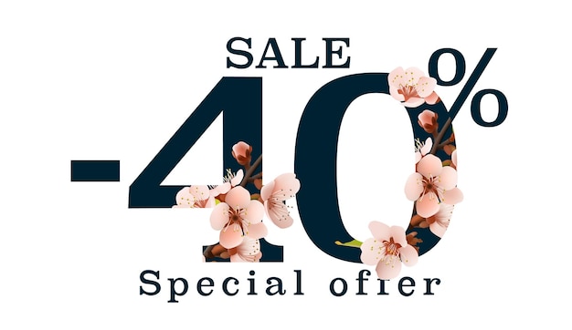 Spring sale offer 40 percentage flyer save season Vector illustration