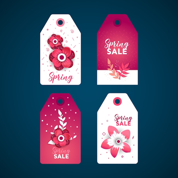 Spring sale paper cut flora  Label sticker set.