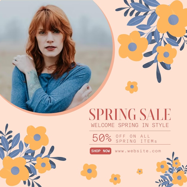 Spring Sale post for Instagram Social media poster botanical social media post