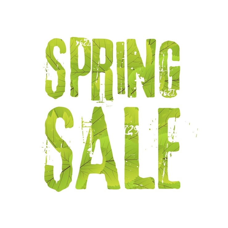Vector spring sale poster with green leaf. vector banner template illustration.