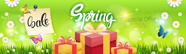 Vendita di primavera shopping offerta speciale banner di vacanza
