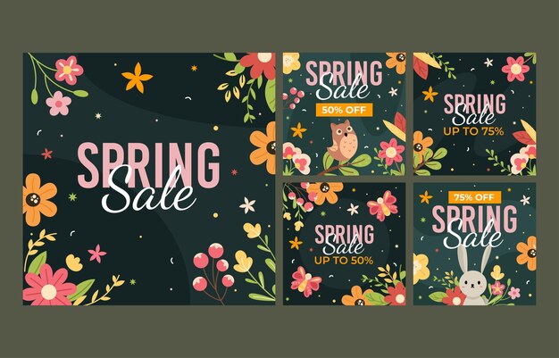 Vector spring sale special promo social media post