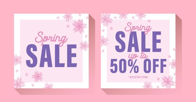 Spring Sale Square Size Banner Template Design