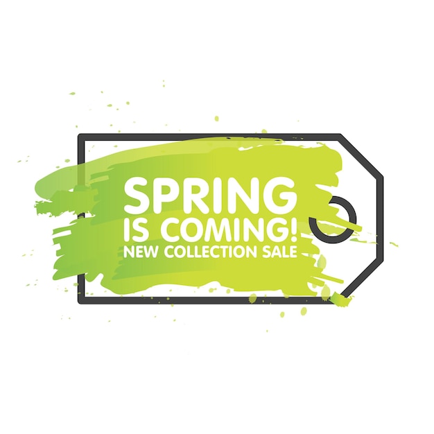 Spring sale tag concept in painted brush background. seasonal banner label template. vector illustration.