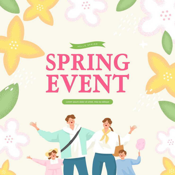 Vector spring sale template with beautiful flower vector illustration korean translation spring shopping