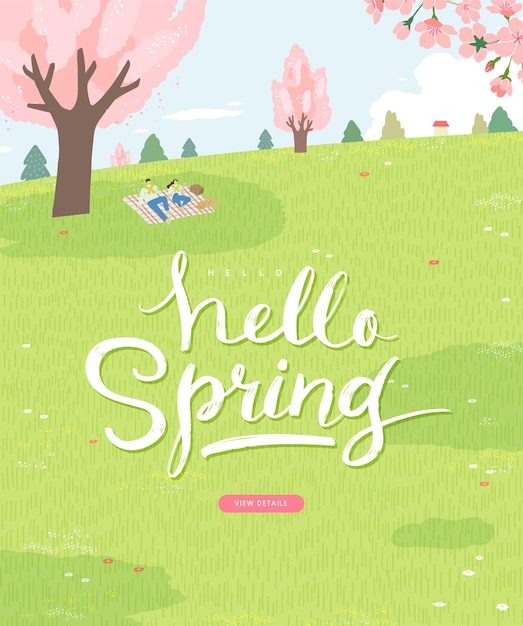 Vector spring sale template with beautiful flower