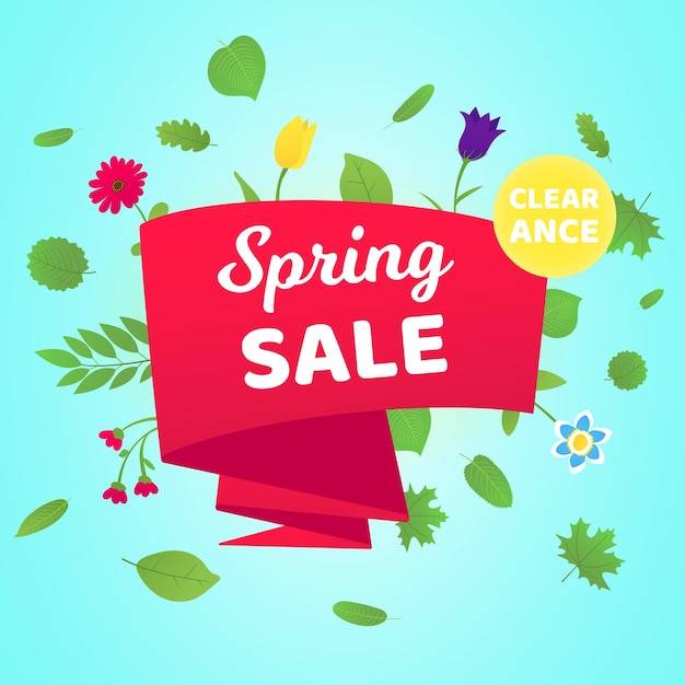 Vector spring sale vector banner or poster gradient flat style design vector illustration