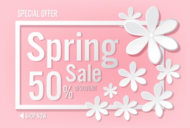 Spring sale with beautiful colorful flower