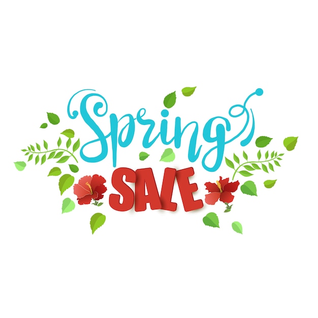 spring sale with beautiful leaves and flowers