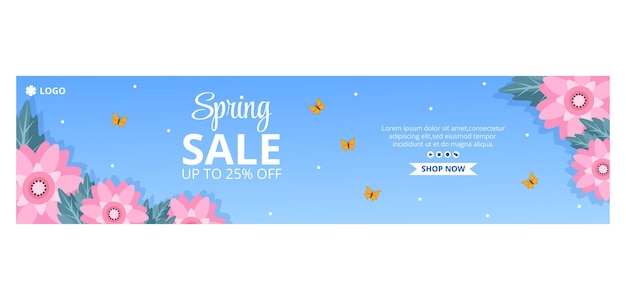 Vector spring sale with blossom flowers banner template flat design illustration editable of square background for social media or greeting card