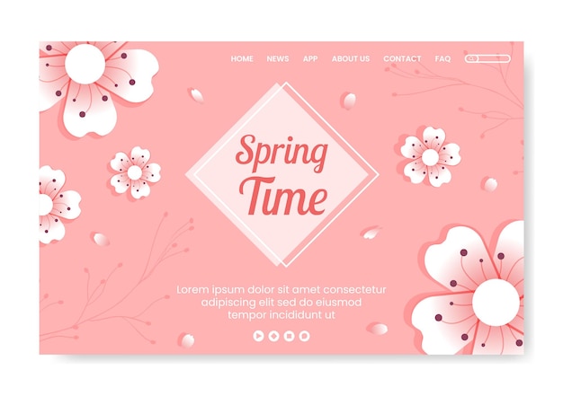 Vector spring sale with blossom flowers landing page template flat design illustration editable of square background for social media or greeting card