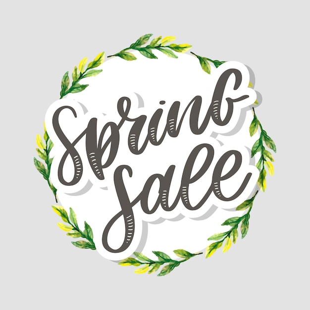 Vector spring sale with floral wreath