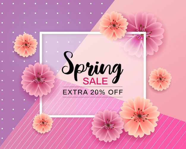 Vector spring sale with flower