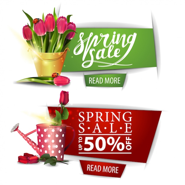 Spring sales banners with buttons