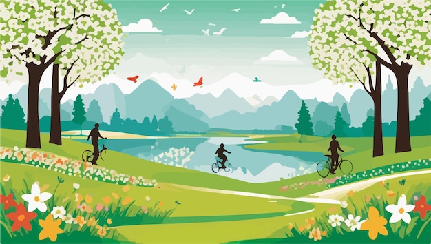 Vector spring scene