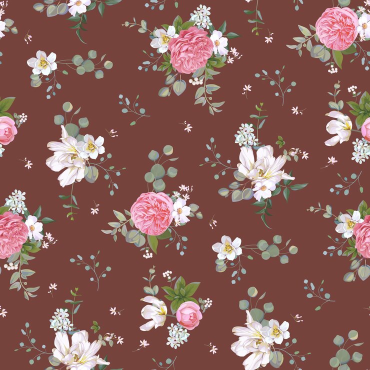 Spring seamless pattern with flowers,succulents and butterflies