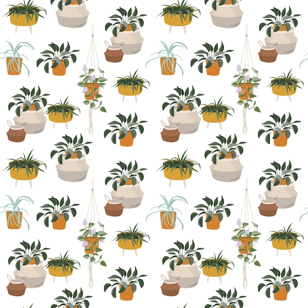 Spring seamless pattern with plants.