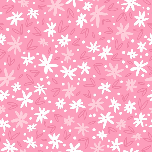 Spring seamless pattern with small naive flowers.