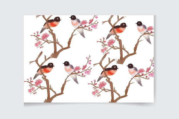 Spring season and bird flower pattern