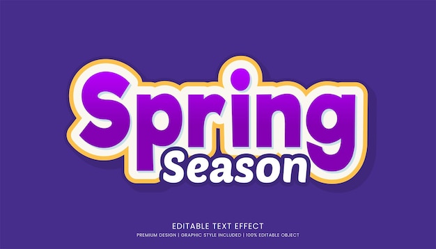 Vector spring season editable 3d text effect template bold typography and abstract style