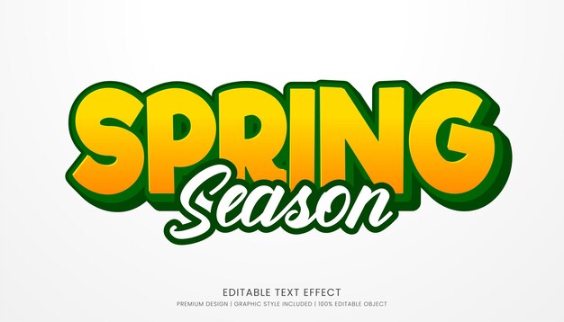 Vector spring season editable 3d text effect template bold typography and abstract style