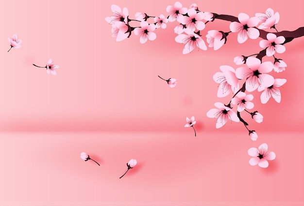 spring season landscape by cherry blossom concept