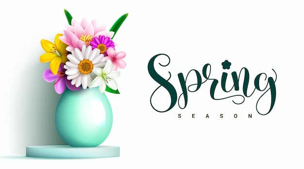 spring seasonal vector design spring season text in white background space with lily lotus