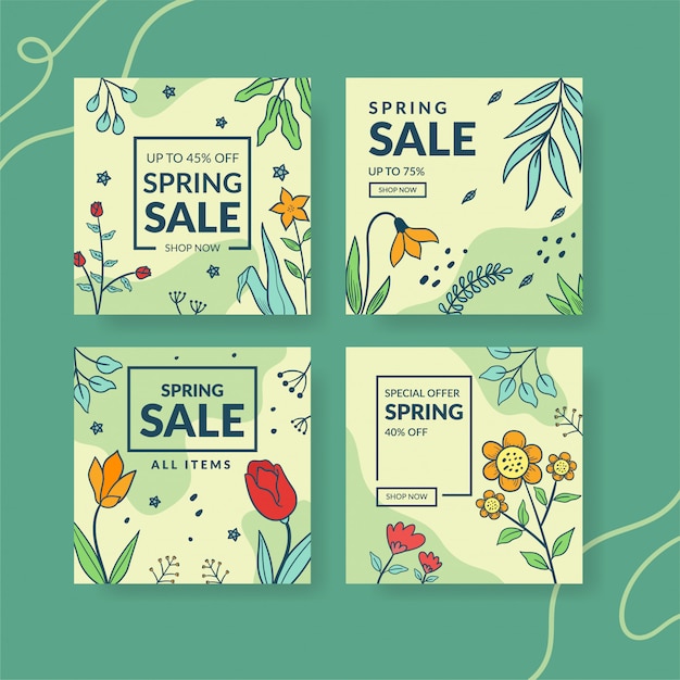 Vector spring social media banner template