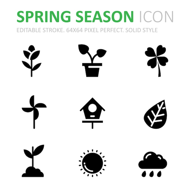 Spring Solid Icon Design Vector Symbol Set