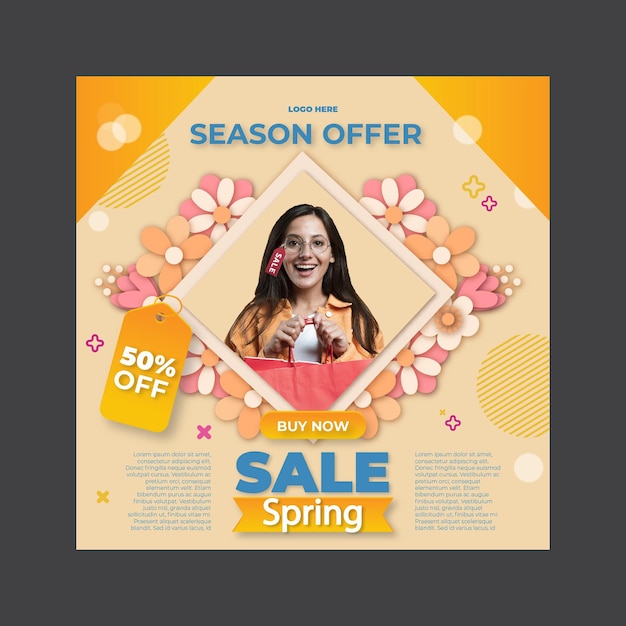 Vector spring squared flyer-sjabloon