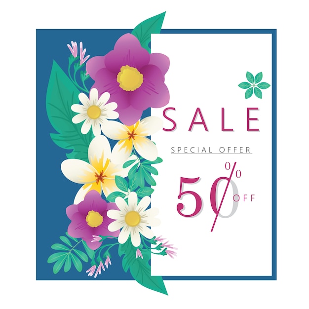 Vector spring summer sale discount banner