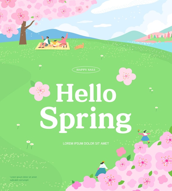 Spring template with beautiful flower. Vector illustration