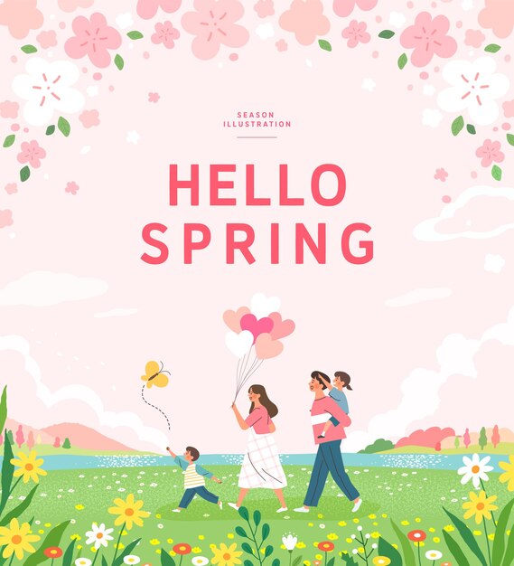 Vector spring template with beautiful flower vector illustration
