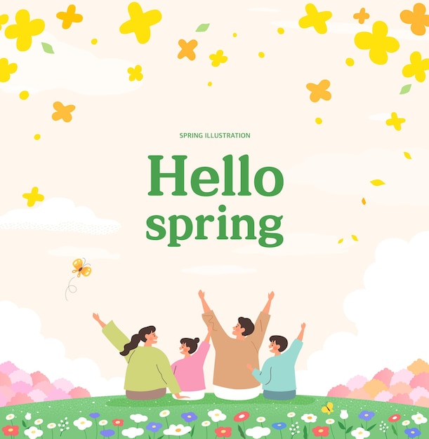 Spring template with beautiful flower Vector illustration