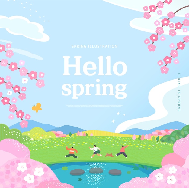 Spring template with beautiful flower vector illustration