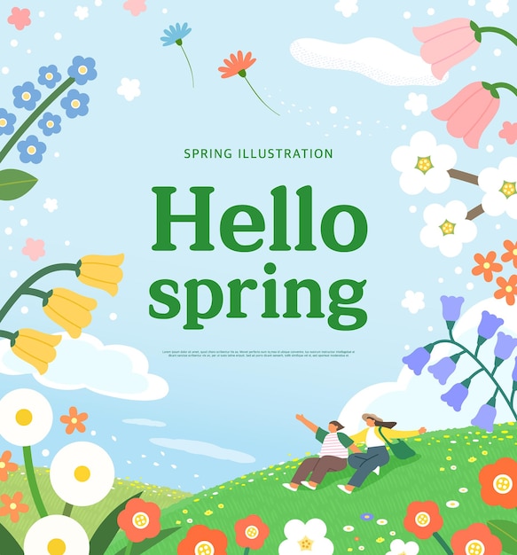 Vector spring template with beautiful flower vector illustration