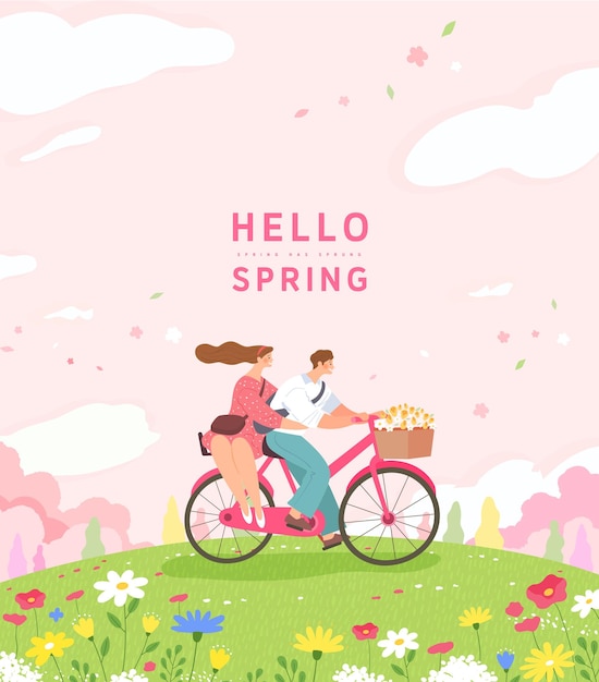 Vector spring template with beautiful flower vector illustration