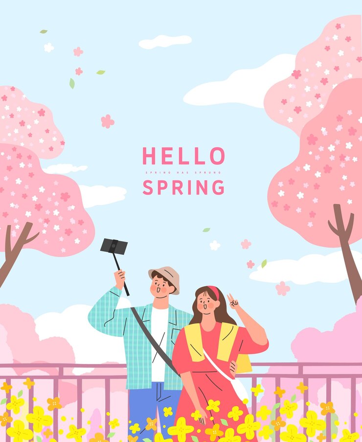 Vector spring template with beautiful flower vector illustration