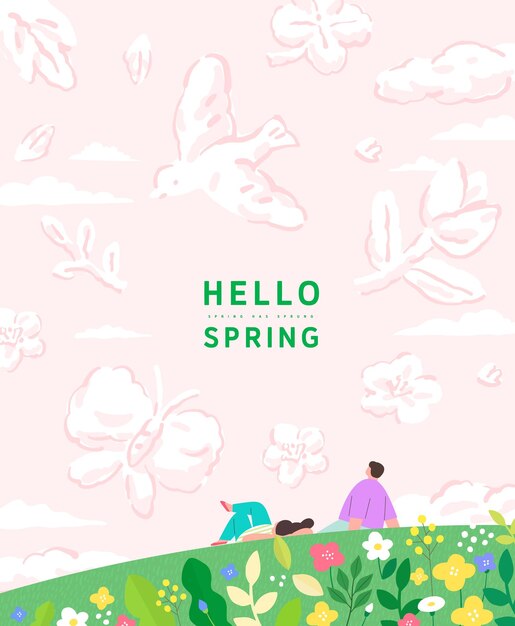 Vector spring template with beautiful flower vector illustration
