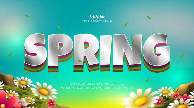 Vector spring text effect editable with flower