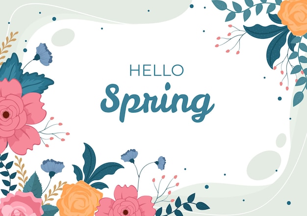 Spring Time Background with Flowers Season and Plant for Promotions, Magazines, Advertising or Websites. Nature Flat Vector Illustration