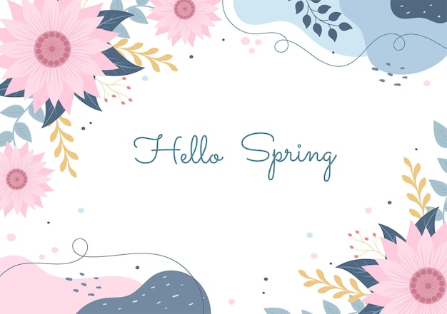 Spring time background with flowers season and plant for promotions, magazines, advertising or websites. nature flat vector illustration