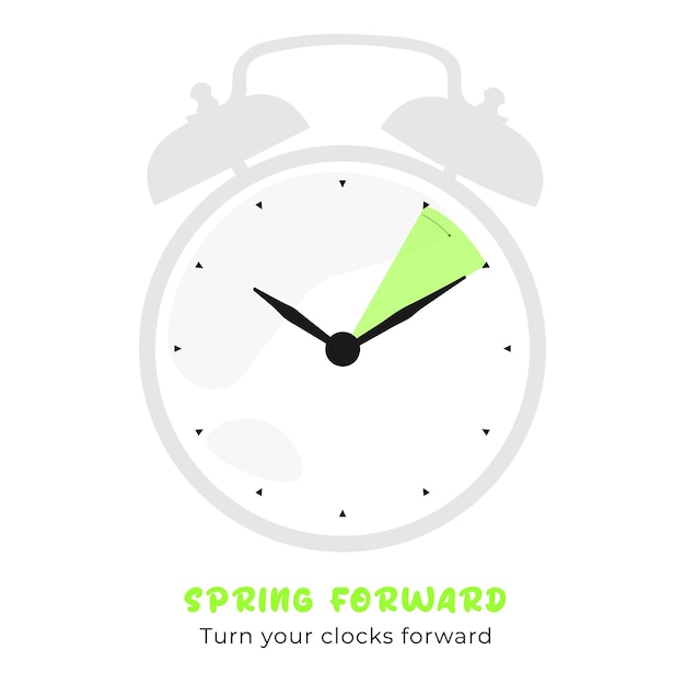 spring time change illustration with flowers and clock