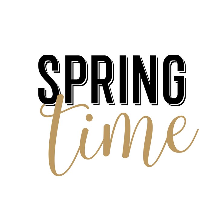 Vector spring time handwritten inscription