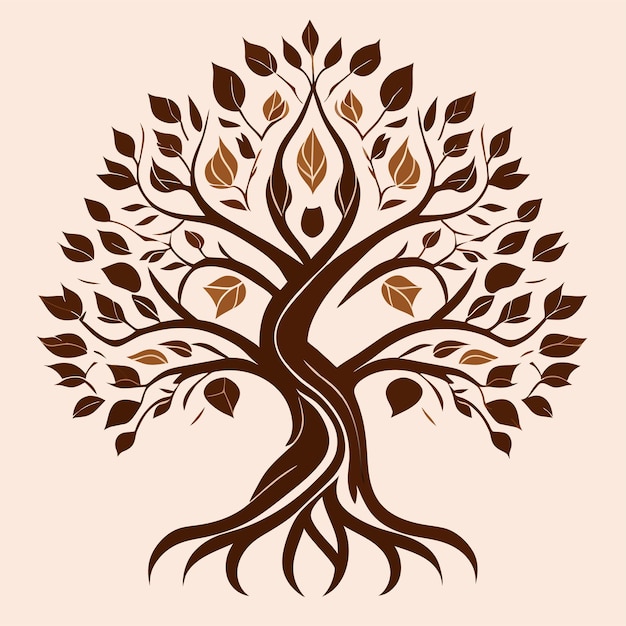 Vector spring tree for your design or hand drawn tree life in brown shades