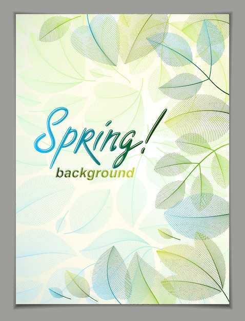 Spring vertical banner design, vector green and fresh leaves floral beautiful background, Spring Sale, advertising poster, brochure or flyer design. Stylish classy botanical drawing, environment.