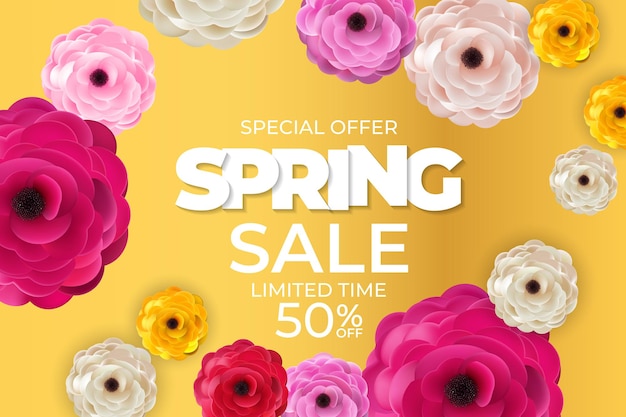 Spring vivid sale banner natural flowers template.