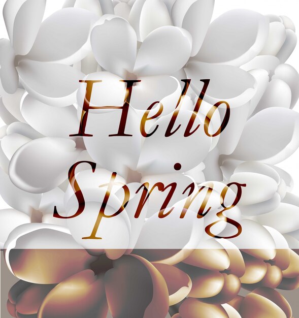 Spring white flowers vector card realistic background