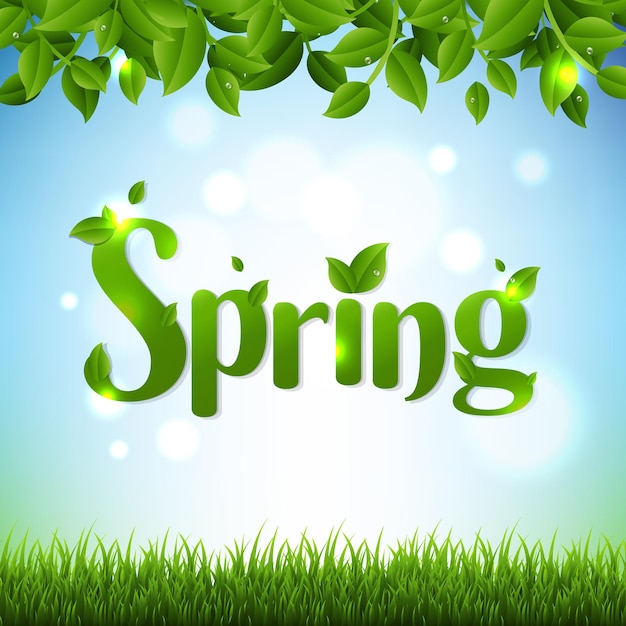 Vector spring with green branches